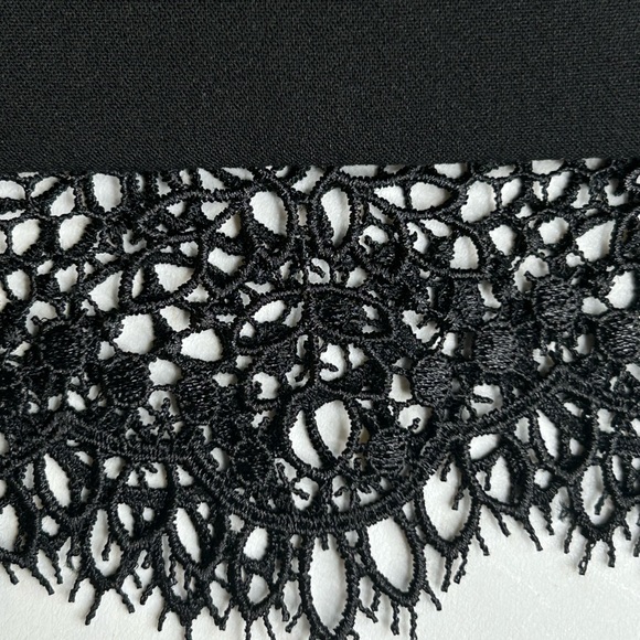 Banana Republic NWT Dress Black 10 Short Sleeve Eyelash Lace Trim Sheath Career - Picture 12 of 16